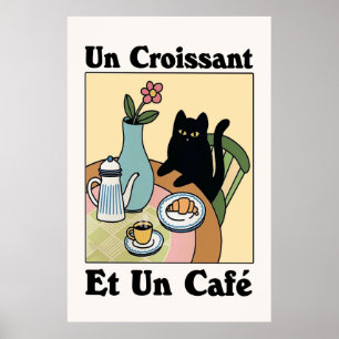 Frans Café Croissant Cat Print Poster