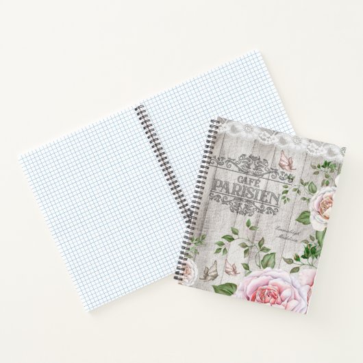 Frans Cafe Parisien Floral Wood Board Notitieboek (Binnen)