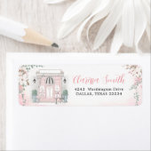 Frans Café Patisserie Meisje Roze Verjaardag Adres Etiket (Insitu)