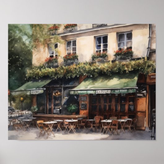 Frans Café Schilderen Landschapskunst Print Poster (Voorkant)