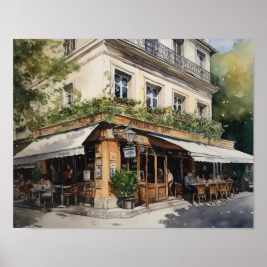 Frans Café Schilderen Landschapskunst Print Poster (Voorkant)