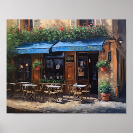 Frans Café Schilderen Landschapskunst Print Poster (Voorkant)