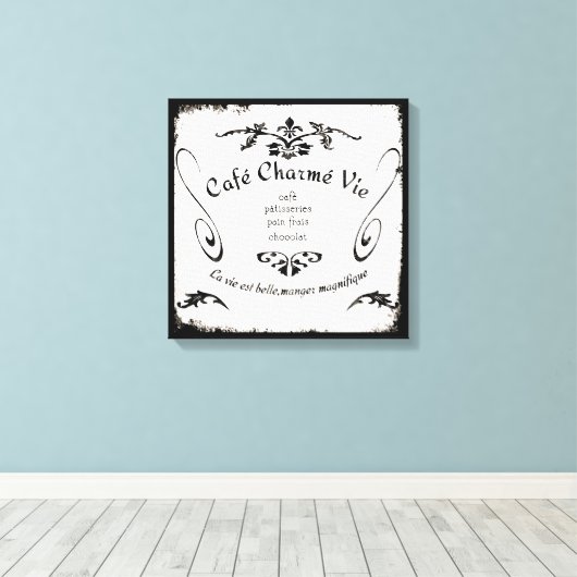Frans Café Teken op canvas (Insitu (Houten vloer))