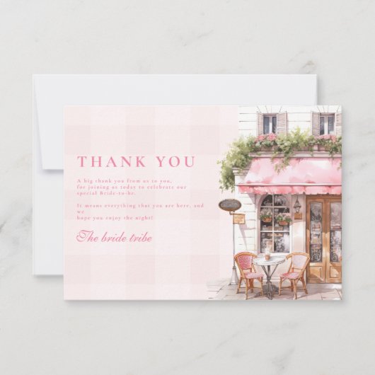 Frans Café Vrijgezellenfeest Bedankkaart (Voorkant)
