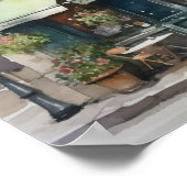 Frans café watercolor landschapskunst print poster (Hoek)