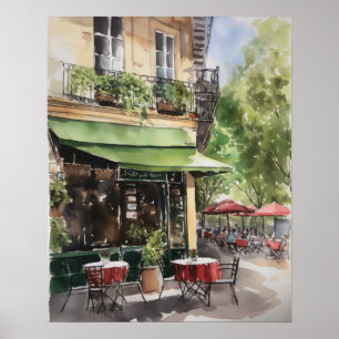 Frans Café Waterverf Landschapskunst Print Poster
