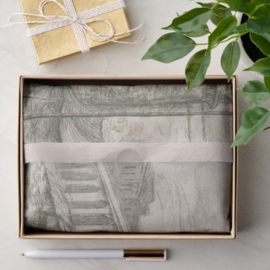 Frans Castle Etching Paris ontkoppeling Tissuepapier (Geschenk)