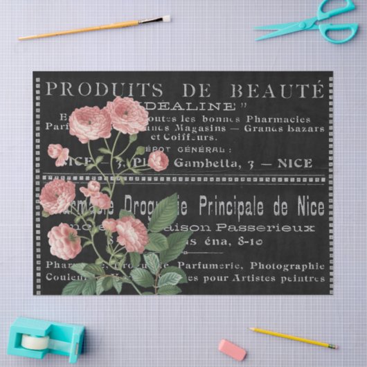 Frans Chalkboard Beauty ad roze Rose  Tissuepapier (Craft)