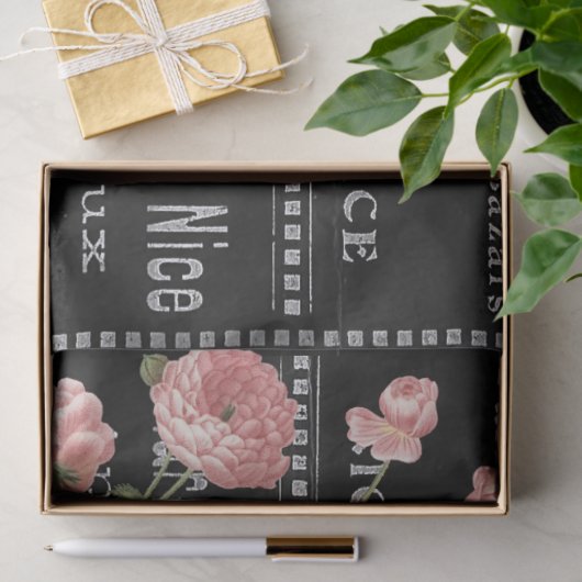 Frans Chalkboard Beauty ad roze Rose  Tissuepapier (Geschenk)