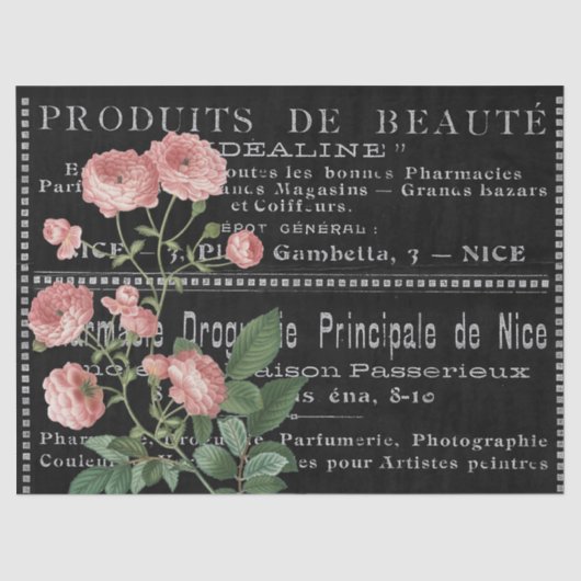 Frans Chalkboard Beauty ad roze Rose  Tissuepapier (Voorkant)