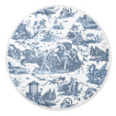  Frans Chariot Dawn Toile de Jouy-Blue Keramische Knop (Voorkant)