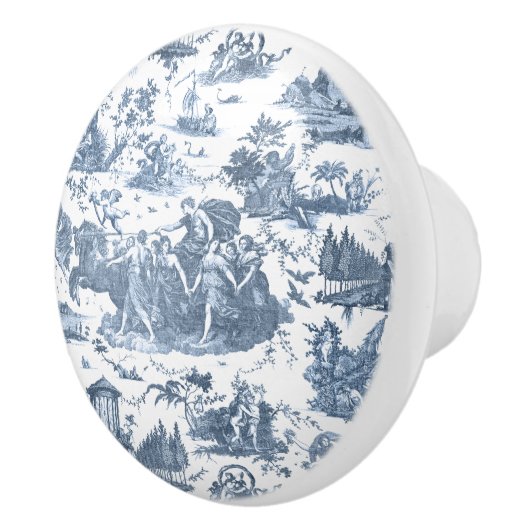  Frans Chariot Dawn Toile de Jouy-Blue Keramische Knop (Rechts)