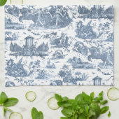  Frans Chariot Dawn Toile de Jouy-Blue Theedoek (Gevouwen)