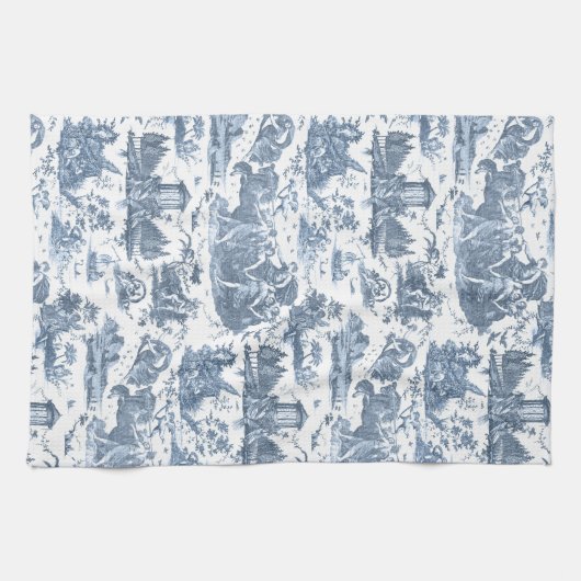  Frans Chariot Dawn Toile de Jouy-Blue Theedoek (Horizontaal)