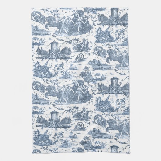  Frans Chariot Dawn Toile de Jouy-Blue Theedoek (Verticaal)