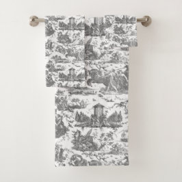  Frans Chariot Dawn Toile de Jouy-Grey Bad Handdoek