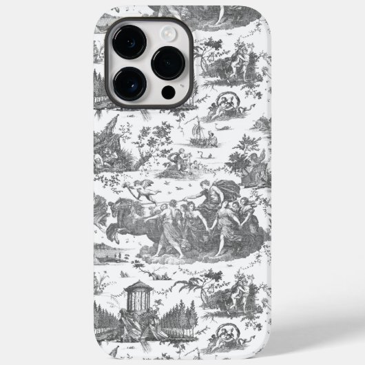 Frans Chariot Dawn Toile de Jouy-Grey Case-Mate iPhone Case (Achterkant)