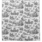 Frans Chariot Dawn Toile de Jouy-Grey Douchegordijn (Voorkant)