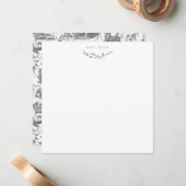 Frans Chariot Dawn Toile de Jouy-Grey Notitiekaartje (Voorkant / Achterkant in situ)