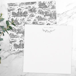  Frans Chariot Dawn Toile de Jouy-Grey Notitiekaartje