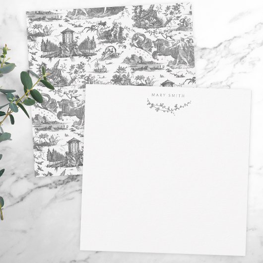 Frans Chariot Dawn Toile de Jouy-Grey Notitiekaartje