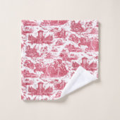  Frans Chariot Dawn Toile de Jouy-Red Bad Handdoek (Wasdoekje)