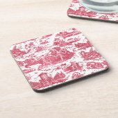  Frans Chariot Dawn Toile de Jouy-Red Bier Onderzetter (Linkerzijde)