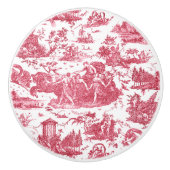  Frans Chariot Dawn Toile de Jouy-Red Keramische Knop (Voorkant)