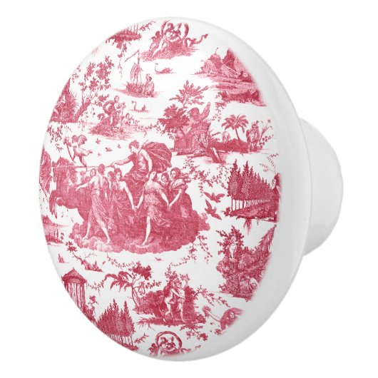  Frans Chariot Dawn Toile de Jouy-Red Keramische Knop (Rechts)