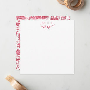 Frans Chariot Dawn Toile de Jouy-Red Notitiekaartje