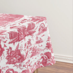  Frans Chariot Dawn Toile de Jouy-Red Tafelkleed