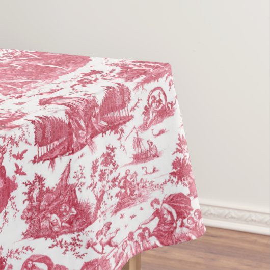  Frans Chariot Dawn Toile de Jouy-Red Tafelkleed (Voorbeeld)