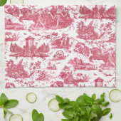  Frans Chariot Dawn Toile de Jouy-Red Theedoek (Gevouwen)