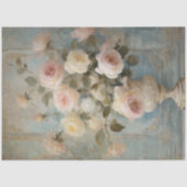 Frans Chateau  Bloemen Blauw Roze Decoupage Tissuepapier (Voorkant)