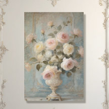 Frans Chateau  Bloemen Blauw Roze Decoupage