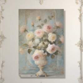 Frans Chateau Bloemen Blauw Roze Decoupage Tissuepapier