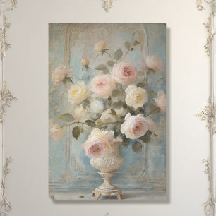 Frans Chateau  Bloemen Blauw Roze Decoupage Tissuepapier