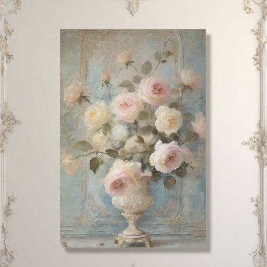 Frans Chateau  Bloemen Blauw Roze Decoupage Tissuepapier