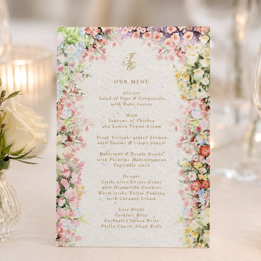 frans chateau bloemrijke lente bruiloft 5 x 7  menu