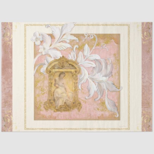 Frans Chateau Elegant  Woman Decoupage Art Tissuepapier (Voorkant)