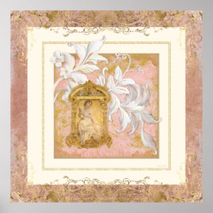 Frans Chateau Paris Dusty Pink Gold Woman Poster