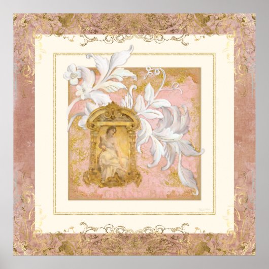  Frans Chateau Paris Dusty Pink Gold Woman Poster (Voorkant)
