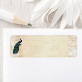Frans Chic Blue Peacock-adreslabel Etiket (Insitu)