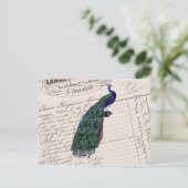  Frans Chic Blue Peacock Briefkaart (Staand voorkant)