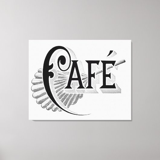  Frans Chic Cafe Logo Wall Art Canvas (Voorkant)