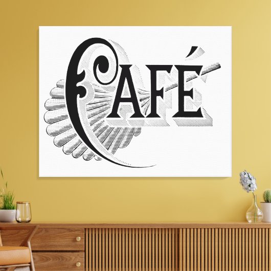  Frans Chic Cafe Logo Wall Art Canvas (Insitu (Woonkamer))