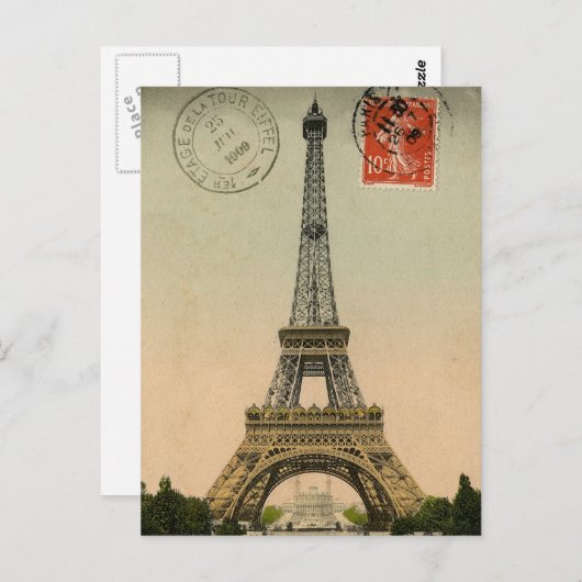  Frans Chic Eiffel Tower Paris Briefkaart (Voorkant / Achterkant)