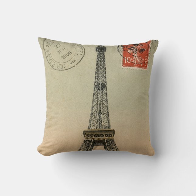  Frans Chic Eiffel Tower Paris Briefkaart Kussen (Voorkant)