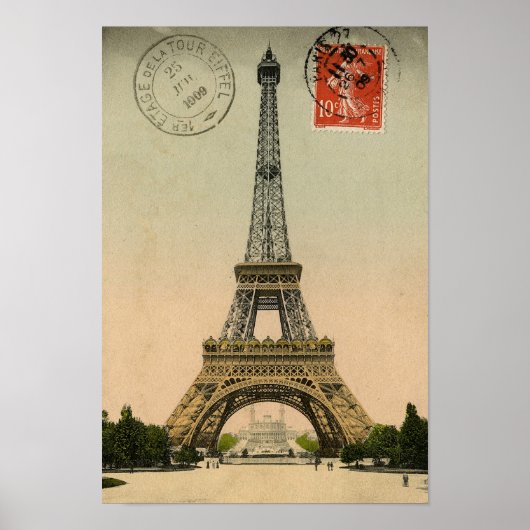  Frans Chic Eiffel Tower Paris Briefkaart Poster (Voorkant)
