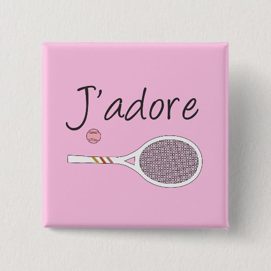 Frans Chic J-adore Tennis Player Design Pink Vierkante Button 5,1 Cm (Voorkant)
